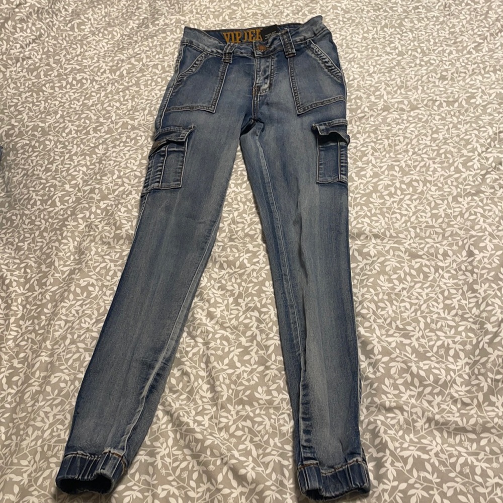 Juniors cargo skinny jeans with jogger bottoms size 0/24